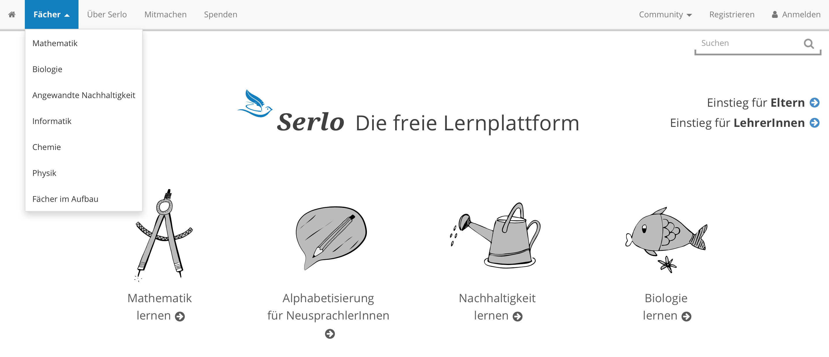 Screenshot Serlo.org